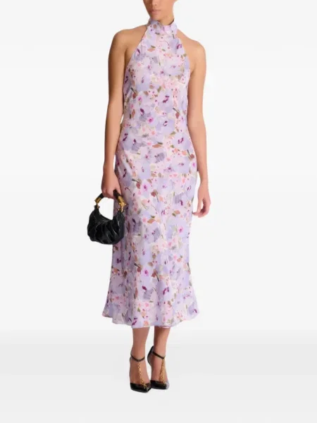 Rochie Balmain cu gât halter de costum violet