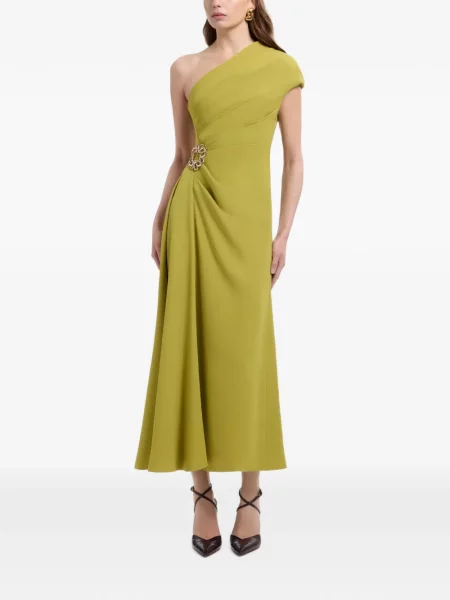 Rochie midi Elie Saab cu un umăr gol verde