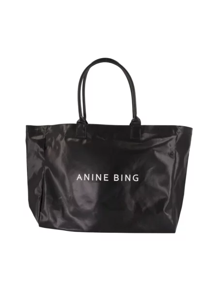 Shopperka Anine Bing płócienna z logo czarna