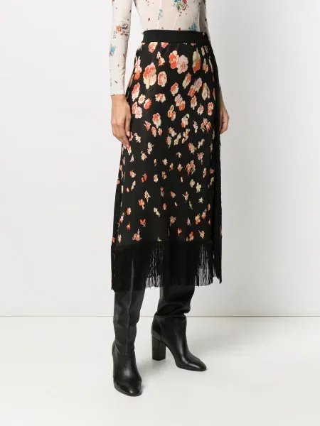 Fustă Rabanne cu model floral negru