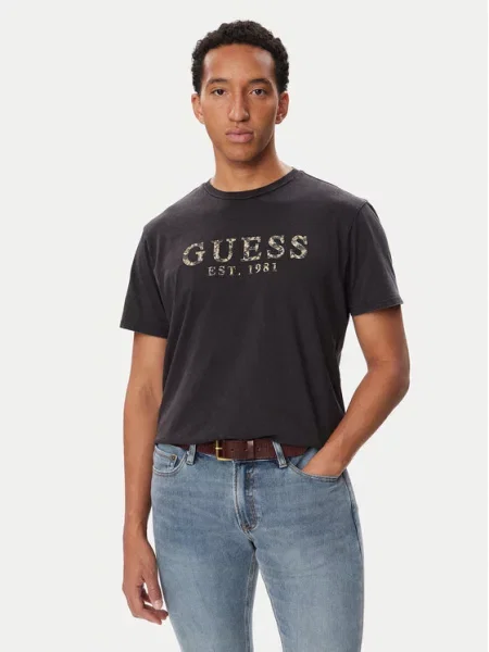 Majica Guess s autogramom siva