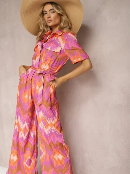 Salopetă Violet-Portocaliu cu Top Cambrat în Talie și din Tlarion violet