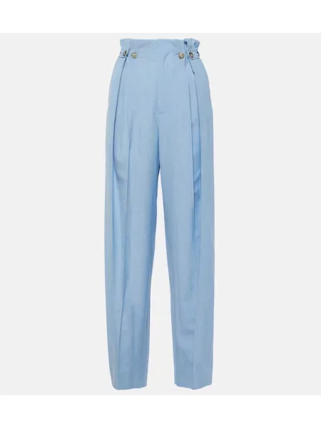 Pantaloni Victoria Beckham de lână albastru