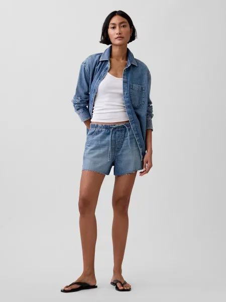 Pantaloni scurți din denim Gap cu talie joasă