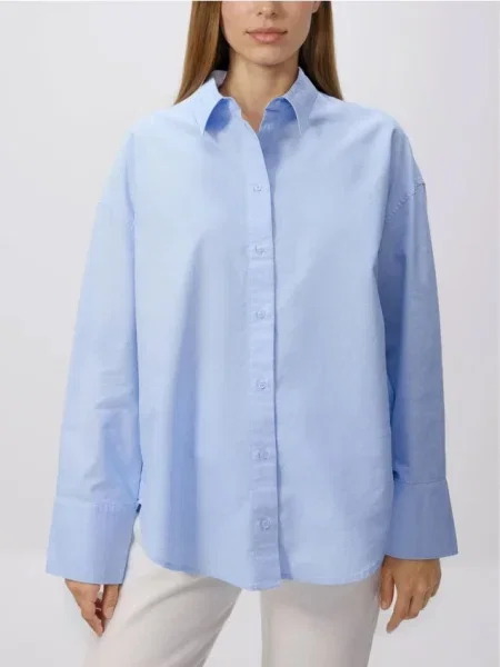 Reserved Koszula z bawełny oxford jasnoniebieski