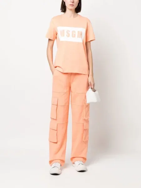Raštuotas trumpas marškinėliai Msgm oranžinė