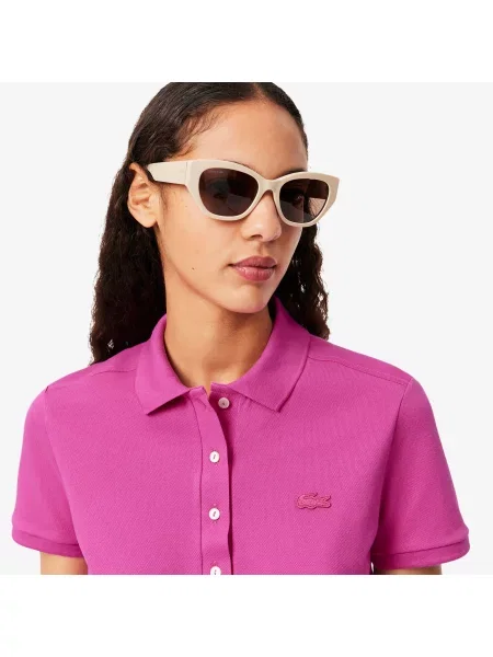 Lacoste Koszulka Polo Slim Fit Stretch Mini Piqué różowa