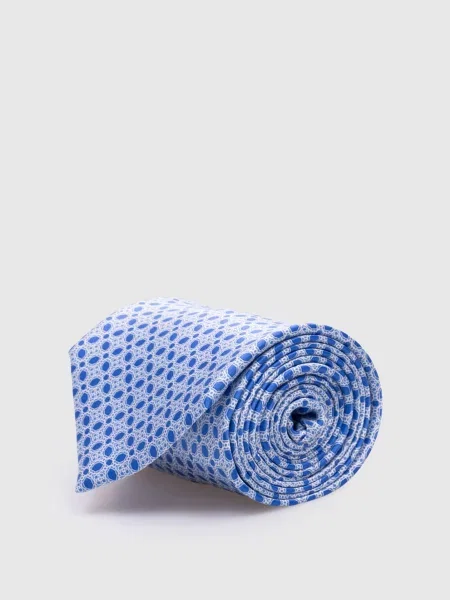 Краватка із шовку у візерунок з кристалами Stefano Ricci блакитна