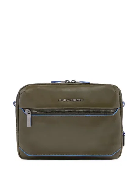 Geantă crossbody Piquadro cu autograf verde