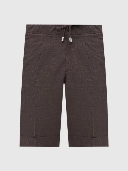 Шорти з вовни шовку та льону Enrico Mandelli коричневі