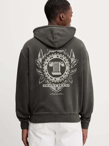 Μπλούζα Tommy Jeans με κουκούλα γκρι