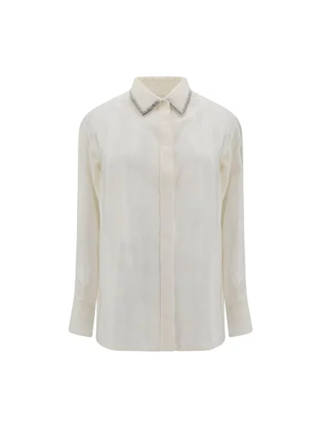 Haftowana koszula Golden Goose w paski beżowa