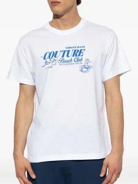 Tricou grafic Versace Jeans Couture cu imagine alb