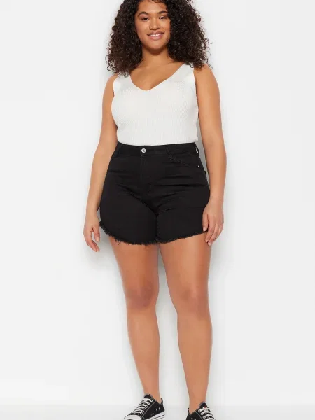 Szorty jeansowe Trendyol czarne