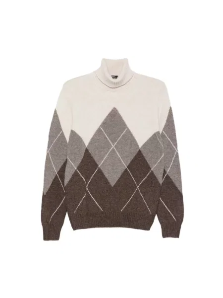 Sweter z golfem Barba wełniany do golfa beżowy
