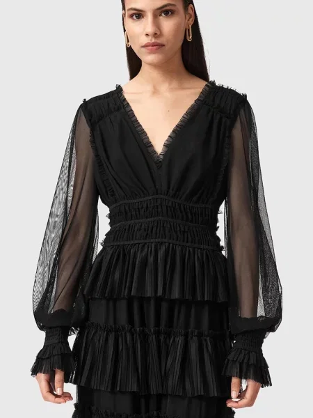 Сукня AllSaints XANTARA maxi розкльошена чорний