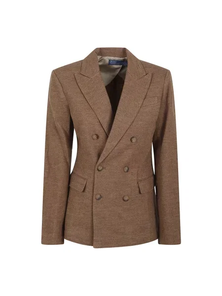 Marynarka Polo Ralph Lauren wełniana dwurzędowa brązowa