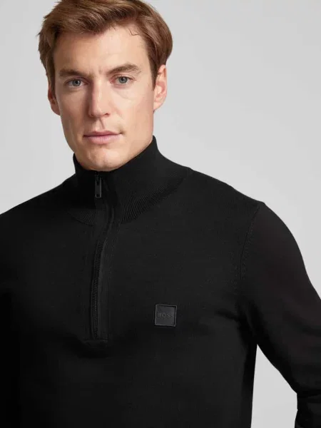 Dzianinowa lekki golf bluza Boss Orange czarna