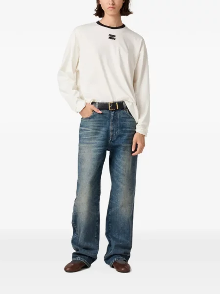 Tricou Miu Miu cu broderie alb