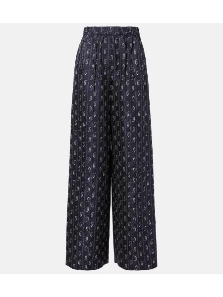 Pantaloni Tory Burch cu model paisley din jacard albastru