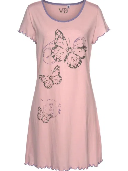 VIVANCE Spalna srajca lila / roza črna