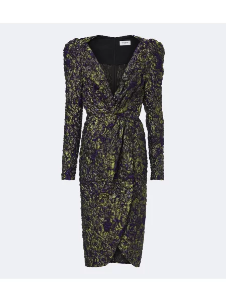 Rochie midi Balmain din jacard verde