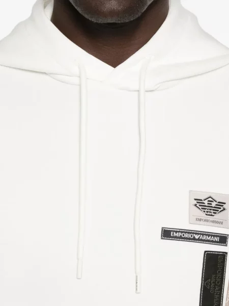 Pulover Emporio Armani cu glugă alb