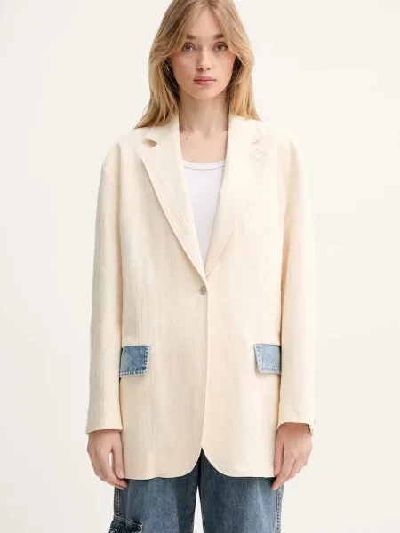 Moschino Jeans marynarka jednorzędowa beżowy