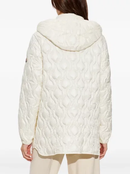 Geacă Moncler cu glugă cu imprimeu geometric