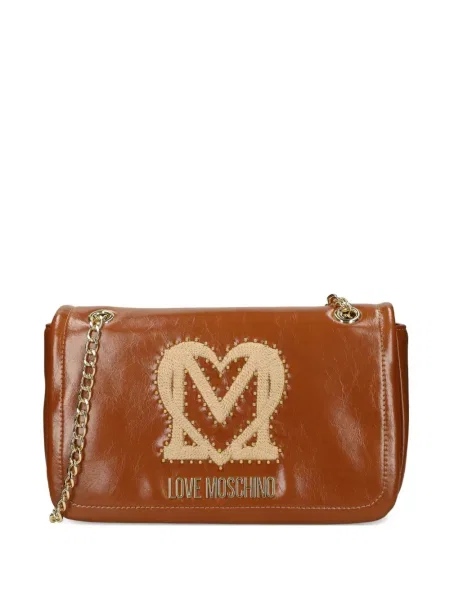 Kabelka Love Moschino se cvočky hnědá