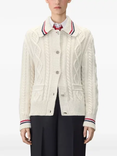 Pulover Thom Browne tricotate alb