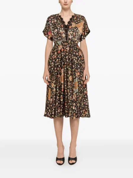 Rochie Nissa cu model floral cu imagine negru