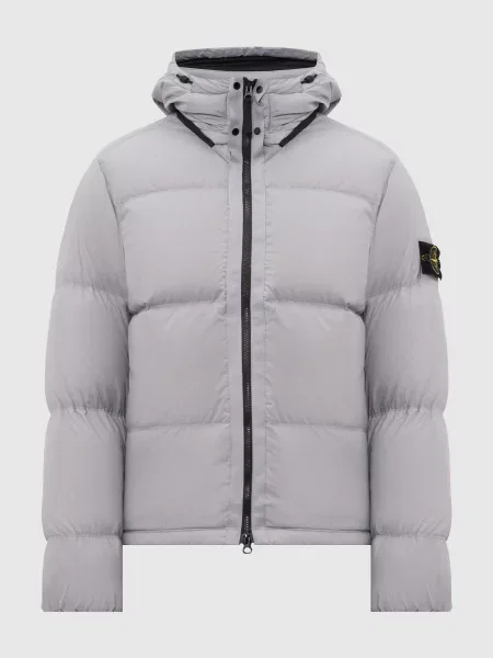 Пуховик з патчем логотипа Stone Island сірий