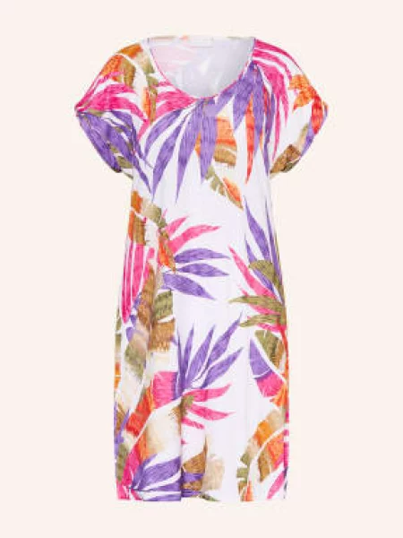 Charmline Plážové Šaty Palm Poetry / tmavě fialová / khaki bílá