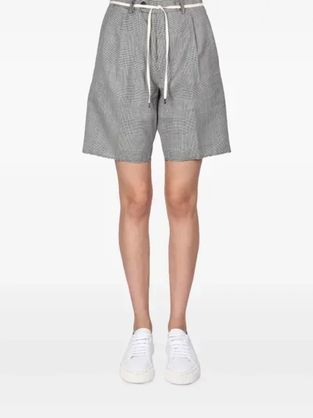 Pantaloni scurți Aspesi în carouri plisate verde