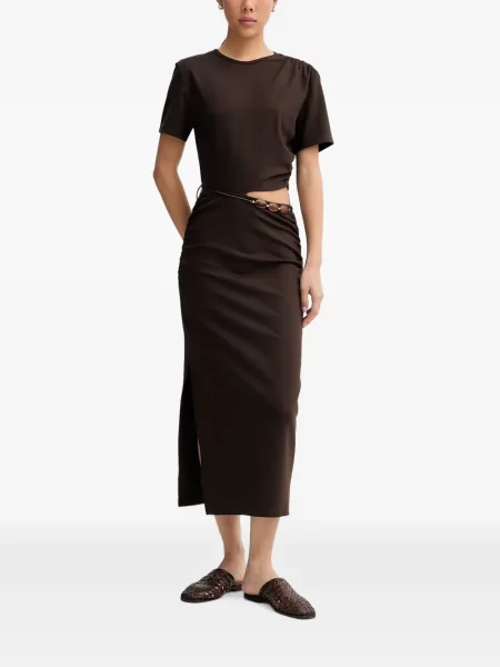 Rochie midi Sessun cu volane maro