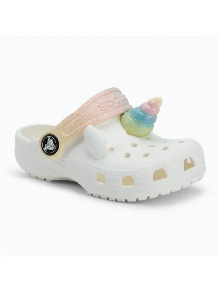 Детски джапанки Crocs Classic IAM Rainbow Unicorn CgT chalk бяло