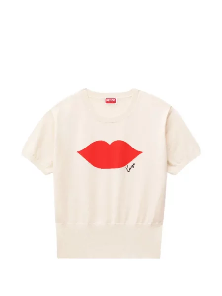 Scurt tricou Kenzo tricotate alb