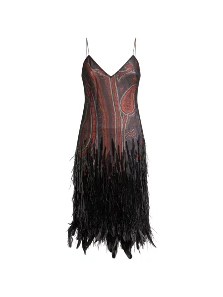 Rochie Etro cu paiete cu model paisley maro