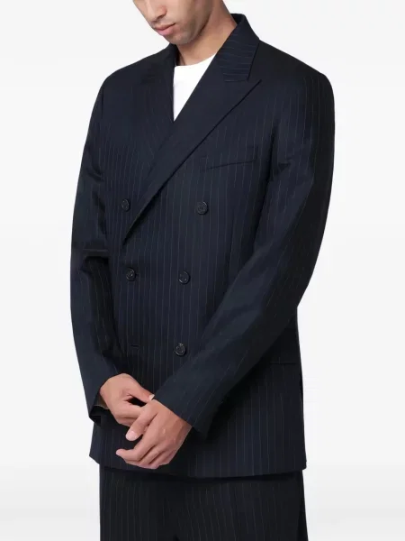 Dvouřadý oblekový proužkovaný oblek Golden Goose modrý
