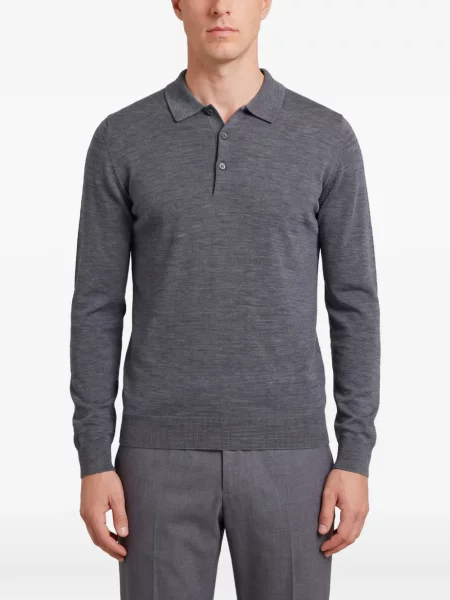 Tricou polo John Smedley de lână gri
