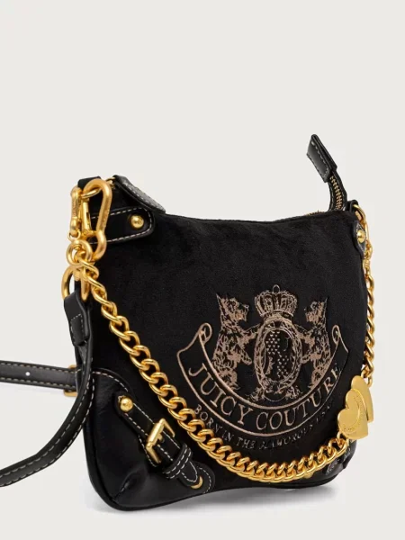 Juicy Couture crossbody kabelka dámska zamatová TWIG NARRATIVE čierna