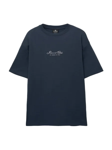 Pull&Bear Tricou bleumarin alb