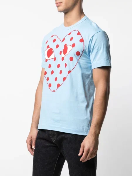 Koszulka Comme Des Garcons Play z nadrukiem niebieska
