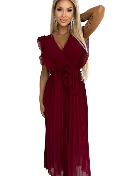 Sukienka midi Numoco Basic bordowa