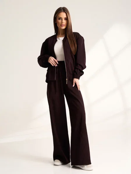 Класичні штани ISSA Plus темно-коричневий вельвет коричневі