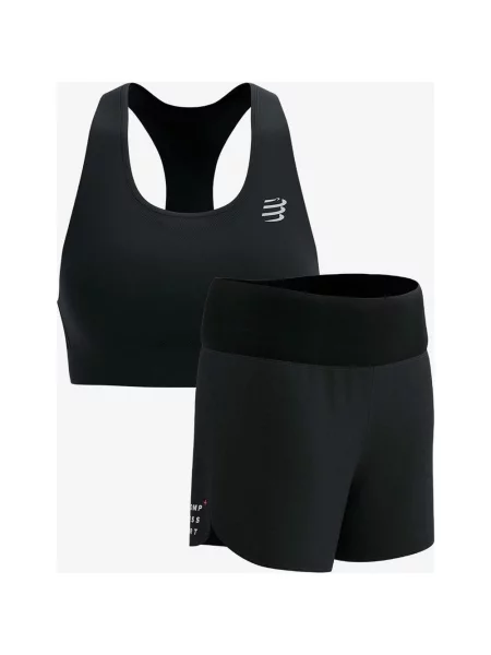 Komplet biustonosz sportowy Compressport FeelFree Seamless + szorty Compressport Performance L czarny