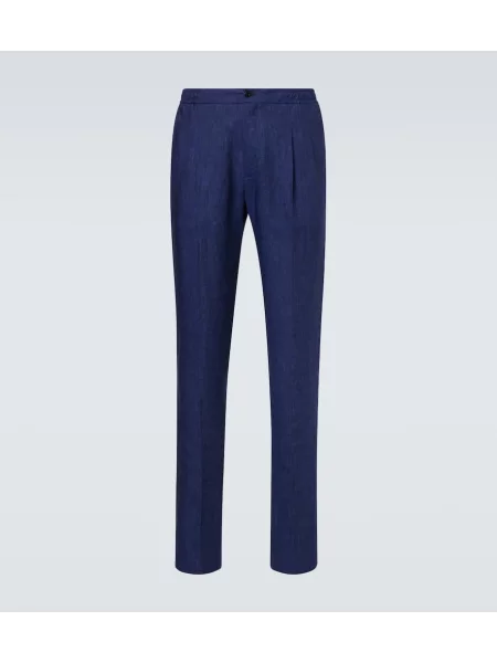 Ľanové nohavice Rubinacci modrá