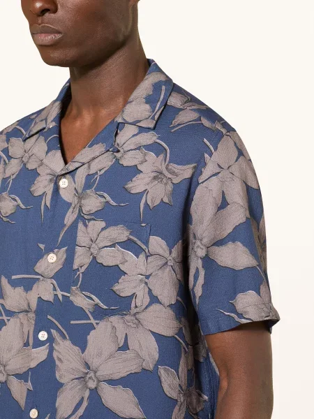 Allsaints Letní Košile Parterre Volný Střih modrá šedá