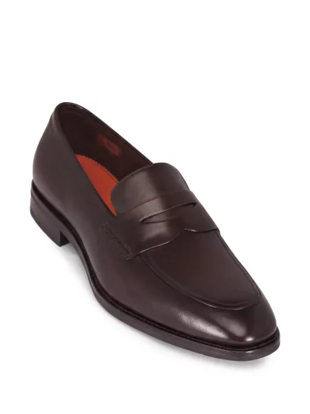 Pantofi loafer Santoni din piele maro